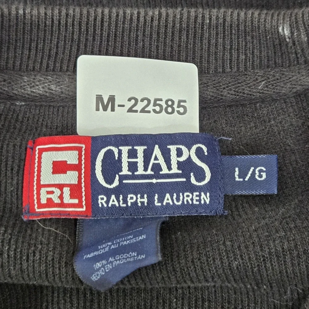 Chaps Ralph Lauren Men Sweater L/G Black Zipper Long Sleeve Logo